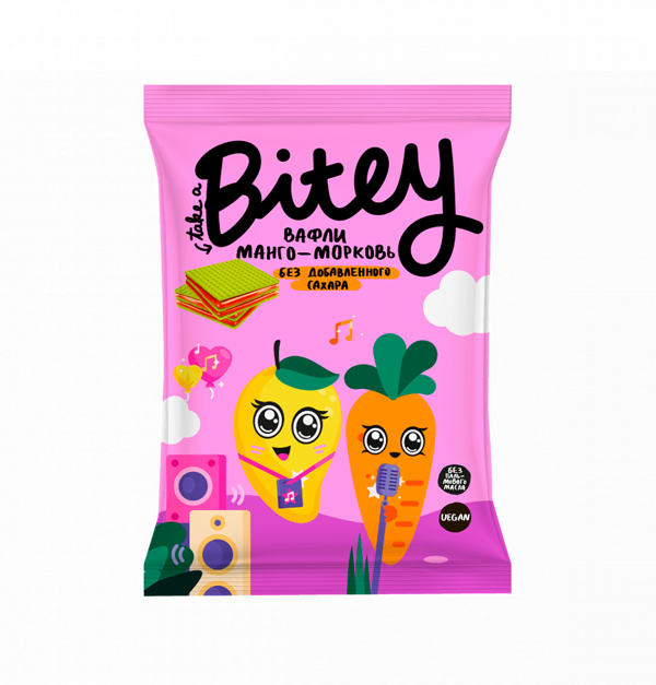 Вафли BITEY фруктово-овощные Манго-Морковь, 35 гр